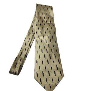 Valerio Garati 100% Silk Tan Navy Blue Tie